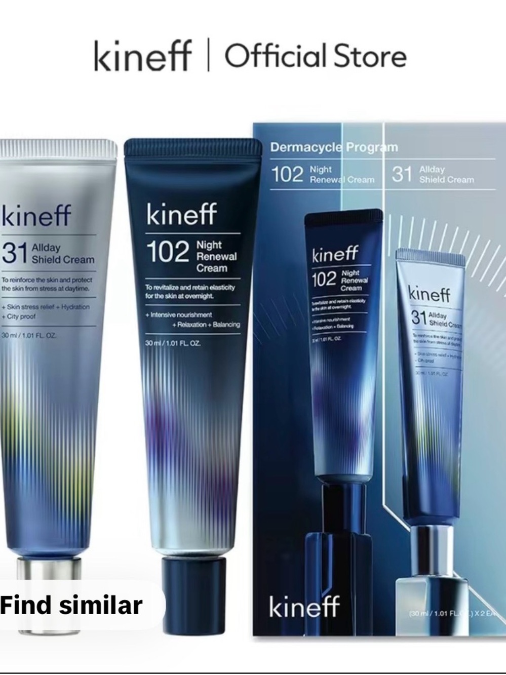 kineff 102 Night Renewal Cream & 31 Allday Shield Cream - Blue Skincare Duo